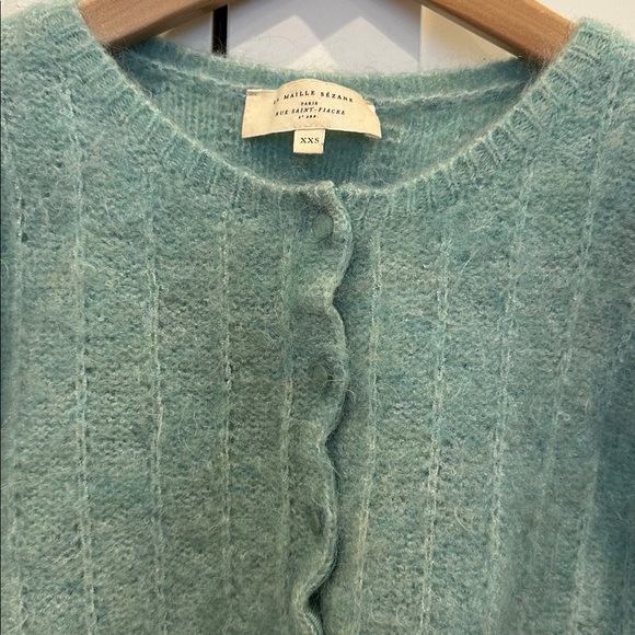 Sézane Seagreen Wool Cardigan XXS - Picture 2 of 7